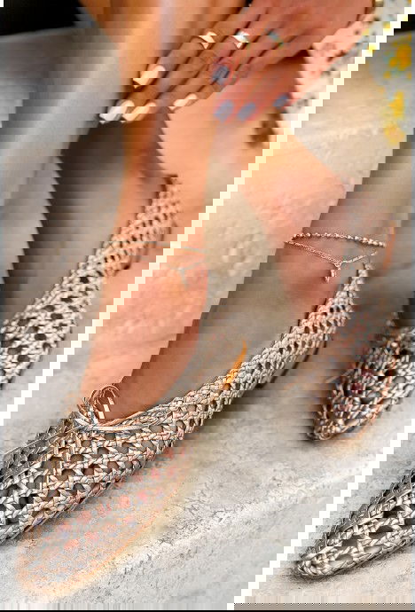 Złote plecione baleriny Emberine