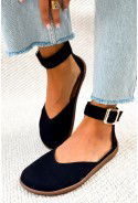 Czarne zamszowe baleriny barefoot Talya