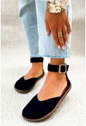Czarne zamszowe baleriny barefoot Talya
