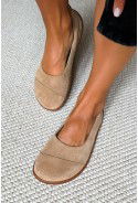 Beżowe zamszowe baleriny barefoot Eneya