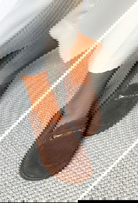 Brązowe zamszowe mokasyny barefoot Lazea