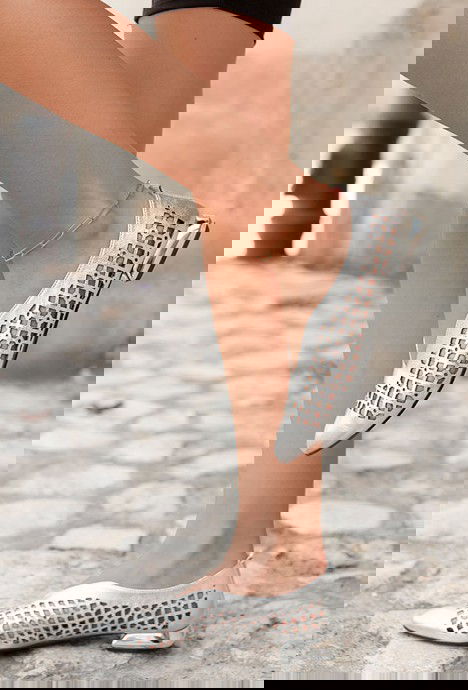 Srebrne ażurowe baleriny Moana